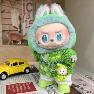 Green Sweater Outfit for Labubu Gen 1/2/3 – Handmade Clothes Set (No Doll)